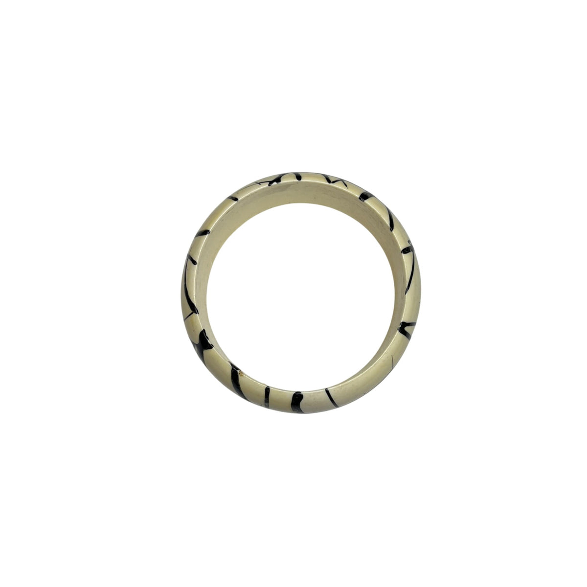 Two-Piece Womens Black & Cream Resin Bangles Set With Abstract Design