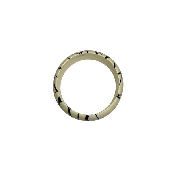 Two-Piece Womens Black & Cream Resin Bangles Set With Abstract Design