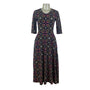 Mata Traders Womens Floral Organic Cotton Midi Dress Black Multicolor Size XS