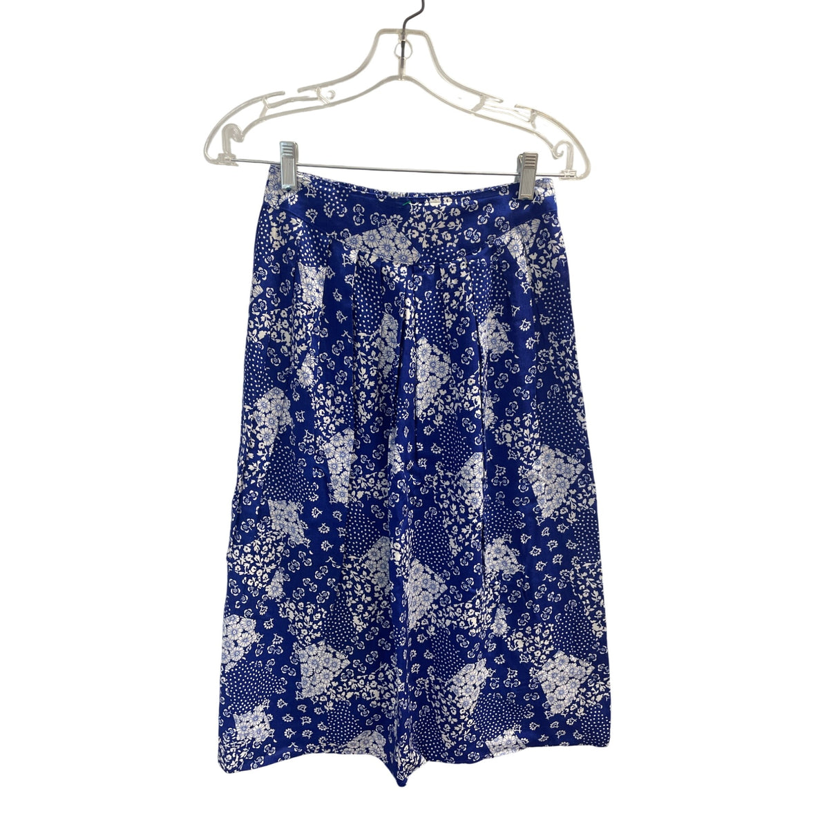 Fritzzi Womens Blue Floral Print Culotte Skirt Medium Flowing Comfortable Style