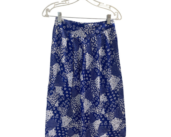Fritzzi Womens Blue Floral Print Culotte Skirt Medium Flowing Comfortable Style