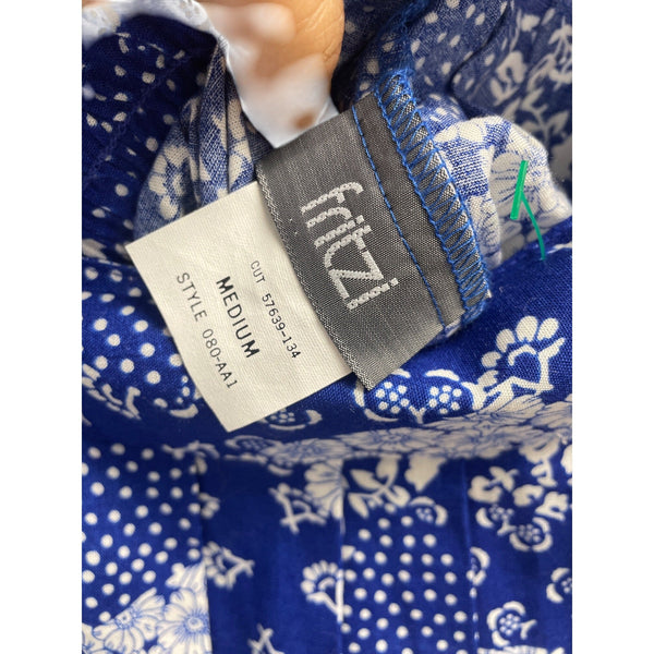 Fritzzi Womens Blue Floral Print Culotte Skirt Medium Flowing Comfortable Style