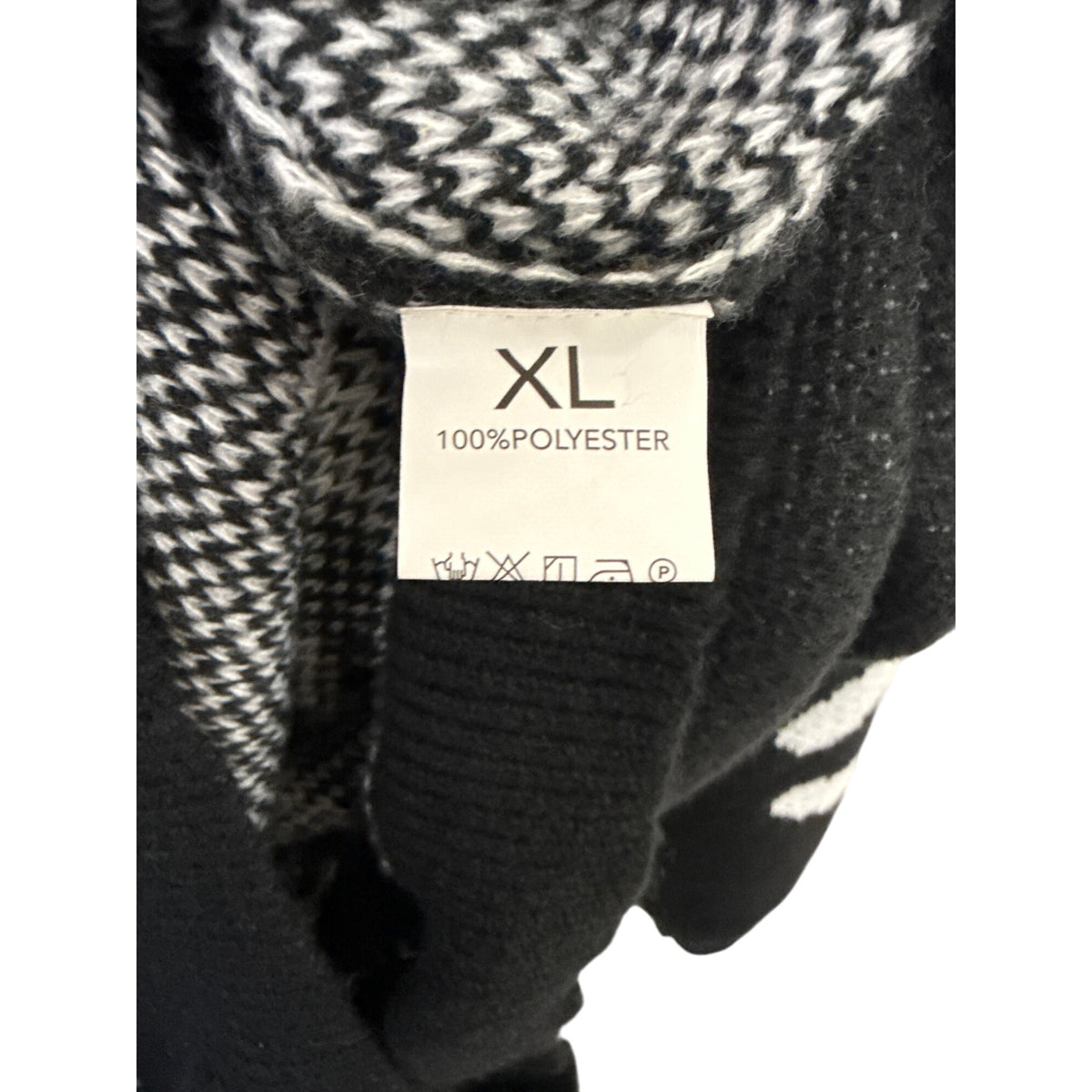 Knitted Skeleton Graphic Unisex Sweater Black/White Polyester Ribbed XL Cosplay Top