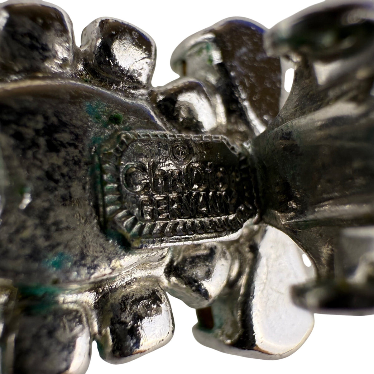 Chr. Dior Germany Vintage Silver Tone Rhinestone Clip-On Earrings Elegant Design