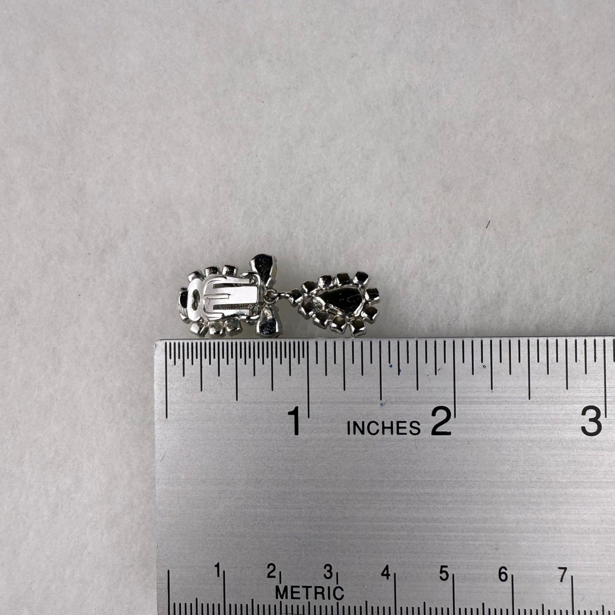 Chr. Dior Germany Vintage Silver Tone Rhinestone Clip-On Earrings Elegant Design