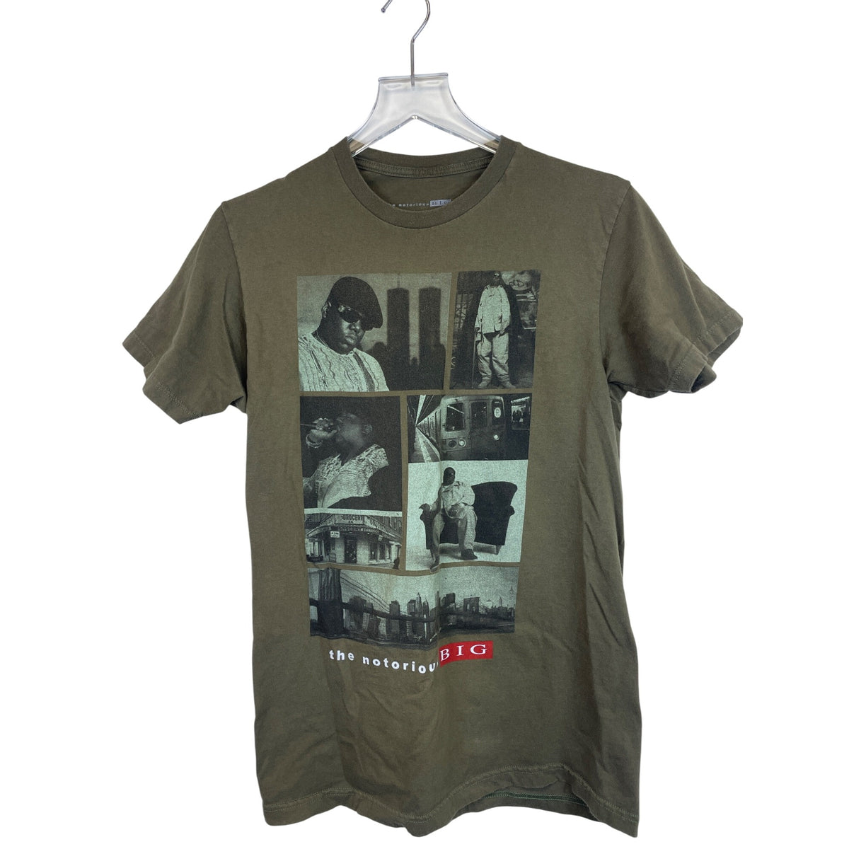 The Notorious B.I.G. Mens Green Graphic T-Shirt Music Collage Design Size M