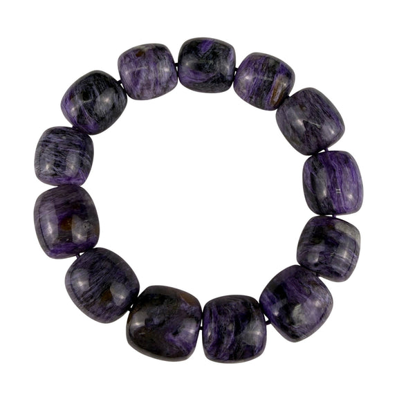 Charoite Purple Natural Stone Womens Bracelet Strung Polished Smooth Beads