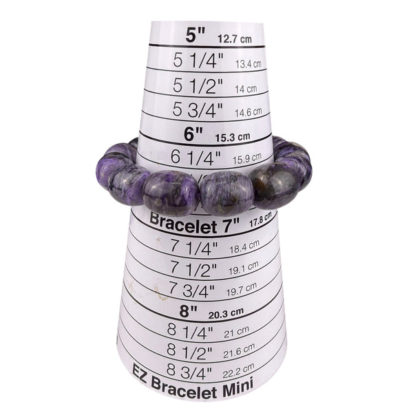 Charoite Purple Natural Stone Womens Bracelet Strung Polished Smooth Beads