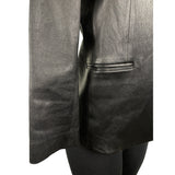 Theory Womens Black Leather Open Jacket With Pockets Sz 8