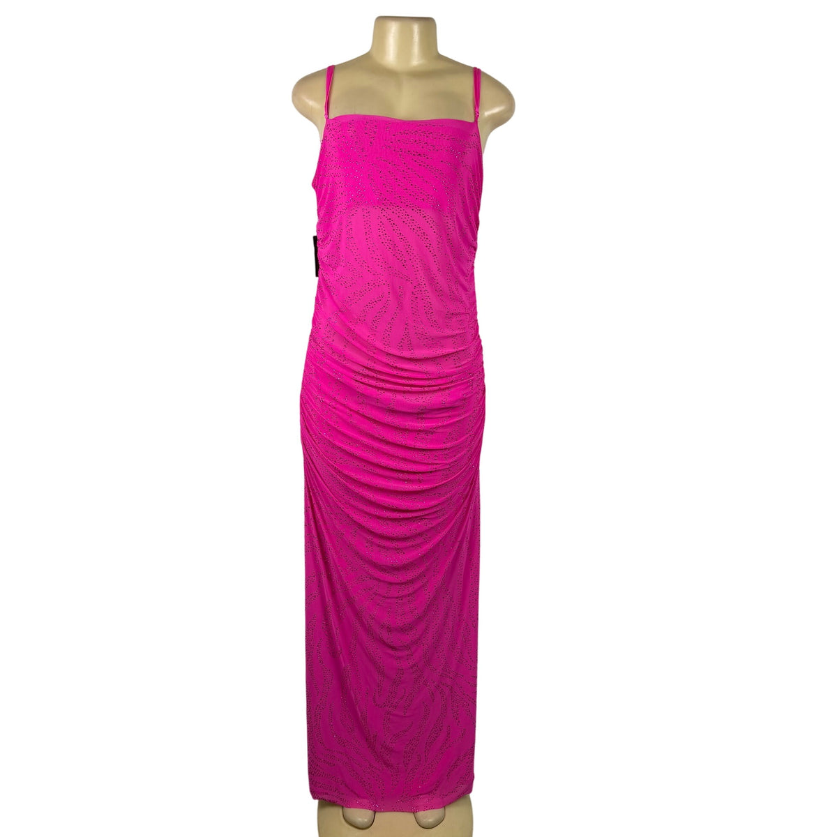 Afrm Women’s Pink Embellished Ruched Maxi Dress Spaghetti Straps Size 1X - New