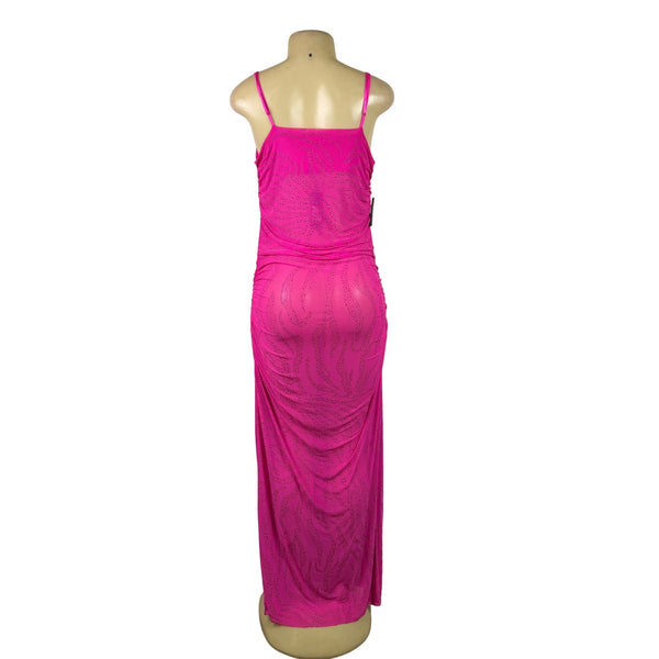 Afrm Women’s Pink Embellished Ruched Maxi Dress Spaghetti Straps Size 1X - New