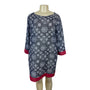 Talbots Women's Floral Pattern Long Sleeve Sheath Dress Navy & White Sz L