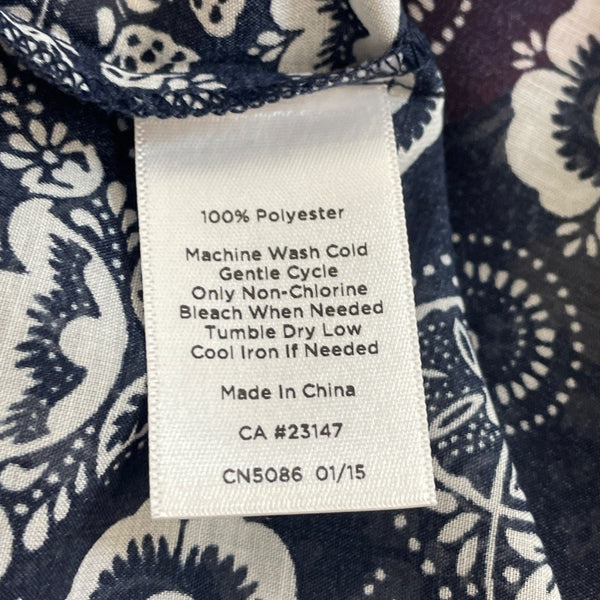 Talbots Women's Floral Pattern Long Sleeve Sheath Dress Navy & White Sz L