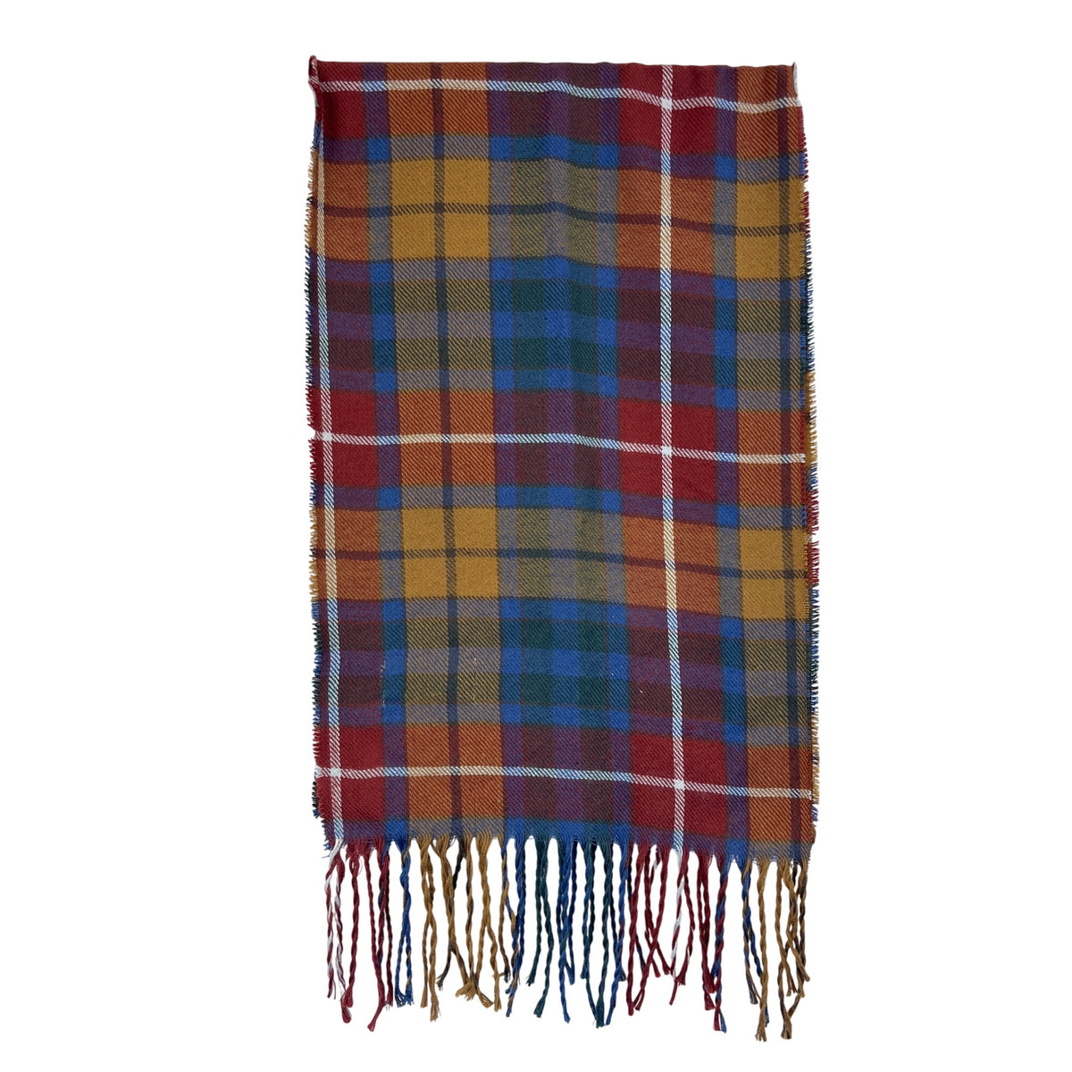 Scotch House Unisex Multicolor Tartan Wool Fringe Scarf Plaid Pattern From Scotland