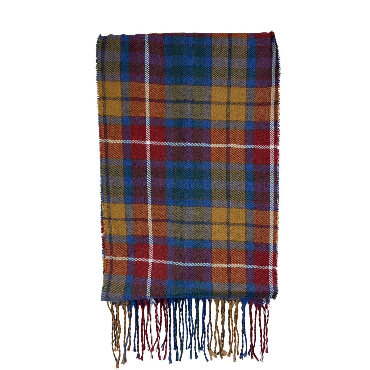 Scotch House Unisex Multicolor Tartan Wool Fringe Scarf Plaid Pattern From Scotland