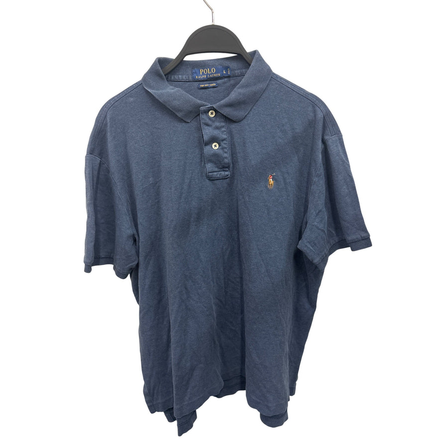 Polo Ralph Lauren Mens Blue Pima Cotton Soft Touch Short Sleeve Polo Shirt Size L