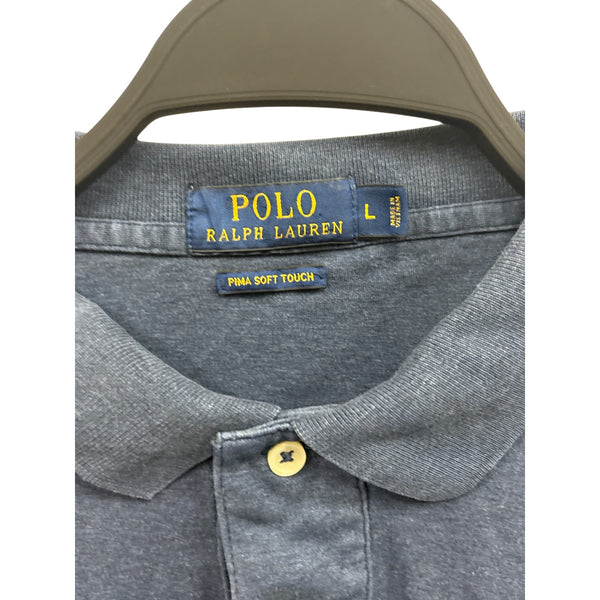 Polo Ralph Lauren Mens Blue Pima Cotton Soft Touch Short Sleeve Polo Shirt Size L