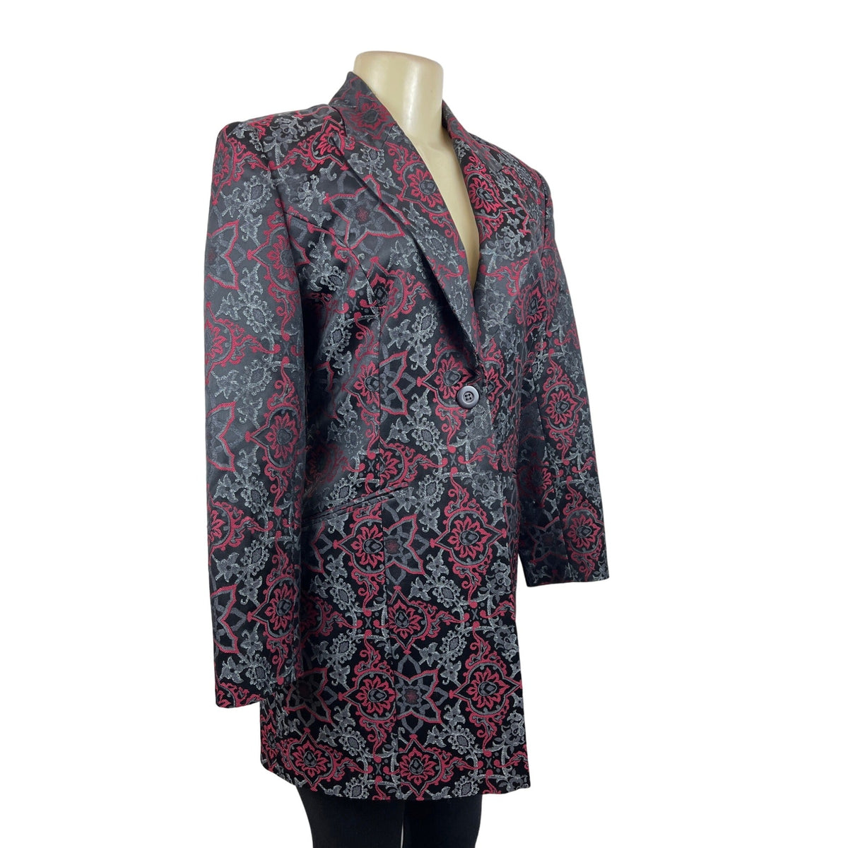 Classiques Entier Women's Black and Burgundy Floral Blazer Size 8 (EUR 38)