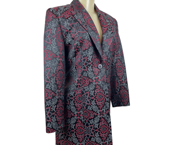 Classiques Entier Women's Black and Burgundy Floral Blazer Size 8 (EUR 38)