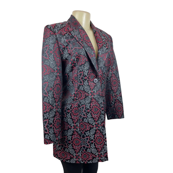 Classiques Entier Women's Black and Burgundy Floral Blazer Size 8 (EUR 38)