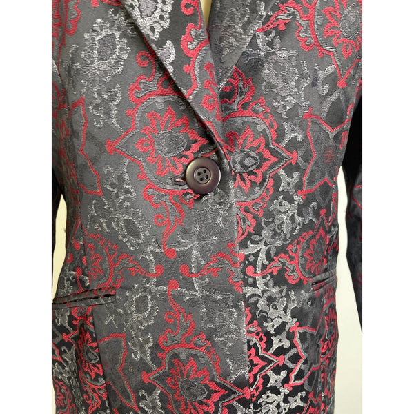 Classiques Entier Women's Black and Burgundy Floral Blazer Size 8 (EUR 38)