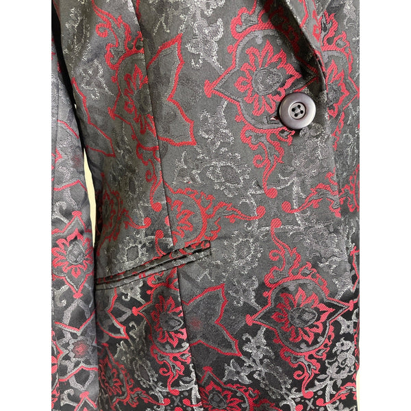 Classiques Entier Women's Black and Burgundy Floral Blazer Size 8 (EUR 38)