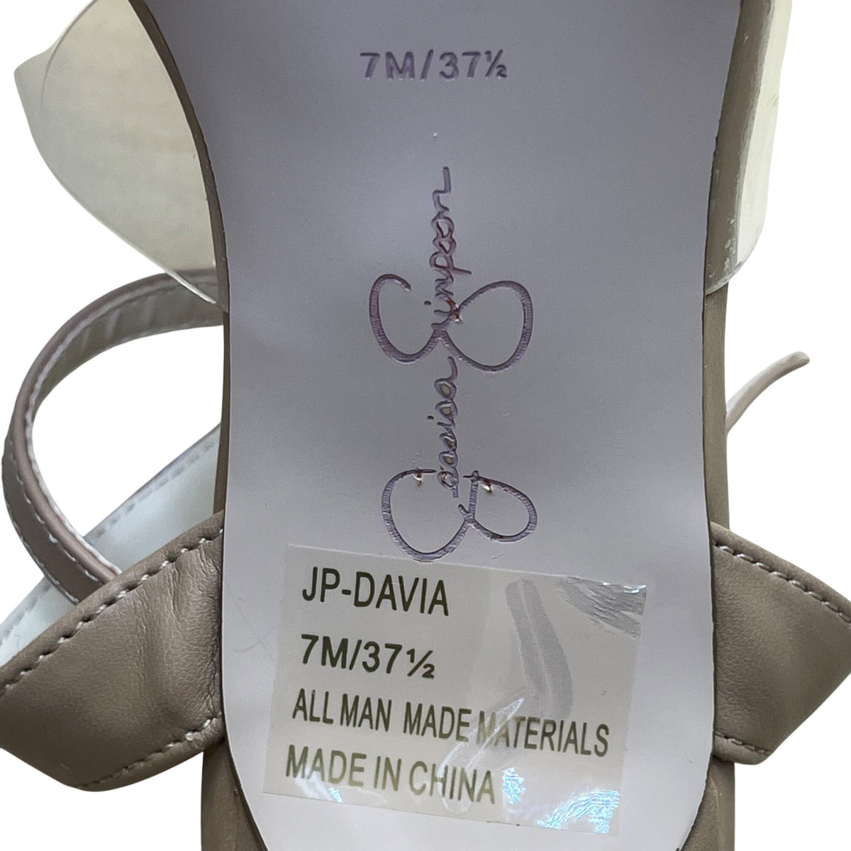 Jessica Simpson Womens Clear/Tan Adjustable Strap Stiletto JP-Davia Heels 7M