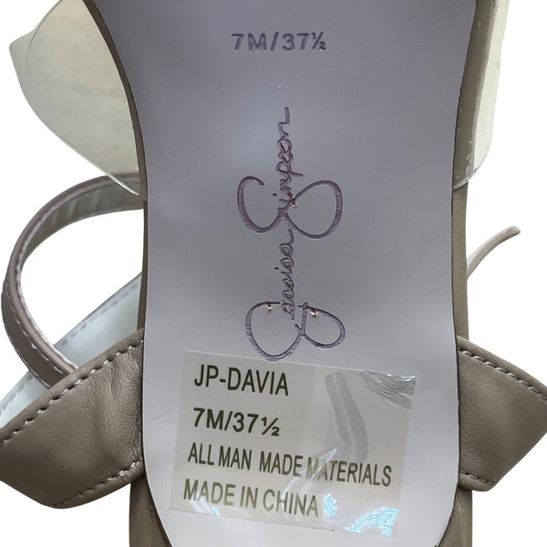 Jessica Simpson Womens Clear/Tan Adjustable Strap Stiletto JP-Davia Heels 7M