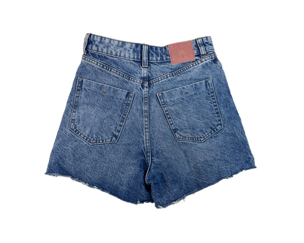 Zara Women's Blue Washed High Waist Distressed Denim Shorts Sz 0