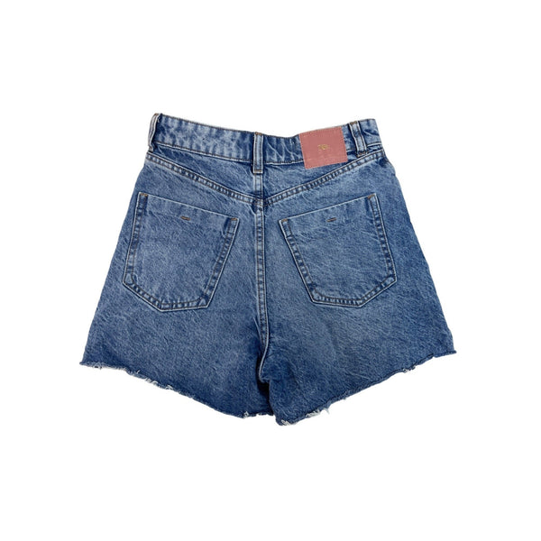 Zara Women's Blue Washed High Waist Distressed Denim Shorts Sz 0