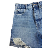 Zara Women's Blue Washed High Waist Distressed Denim Shorts Sz 0