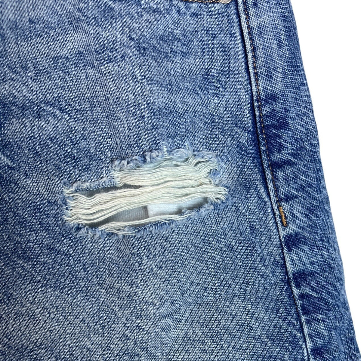 Zara Women's Blue Washed High Waist Distressed Denim Shorts Sz 0