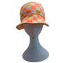Kids Bucket Hat Orange and White Checkered Board with Happy Face - One Size