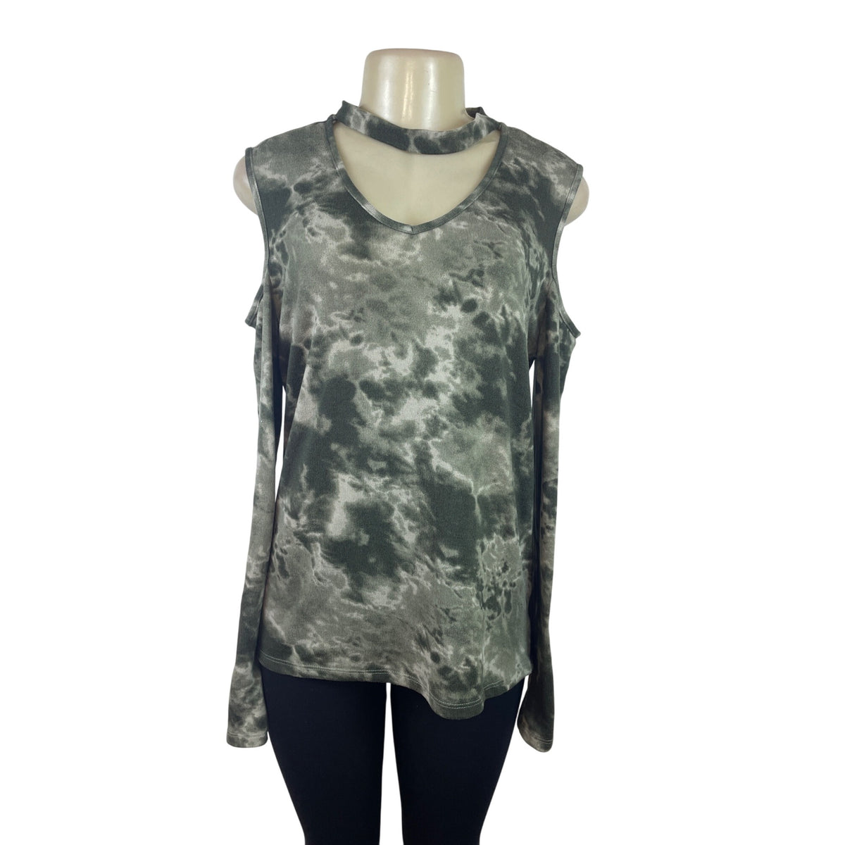 Como Blu Womens Tie-Dye Cold Shoulder Long Sleeve Top Size L/G - New