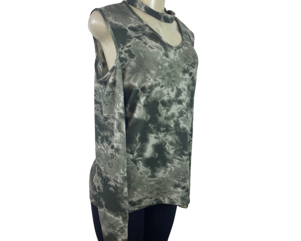 Como Blu Womens Tie-Dye Cold Shoulder Long Sleeve Top Size L/G - New