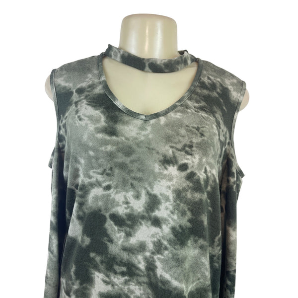 Como Blu Womens Tie-Dye Cold Shoulder Long Sleeve Top Size L/G - New