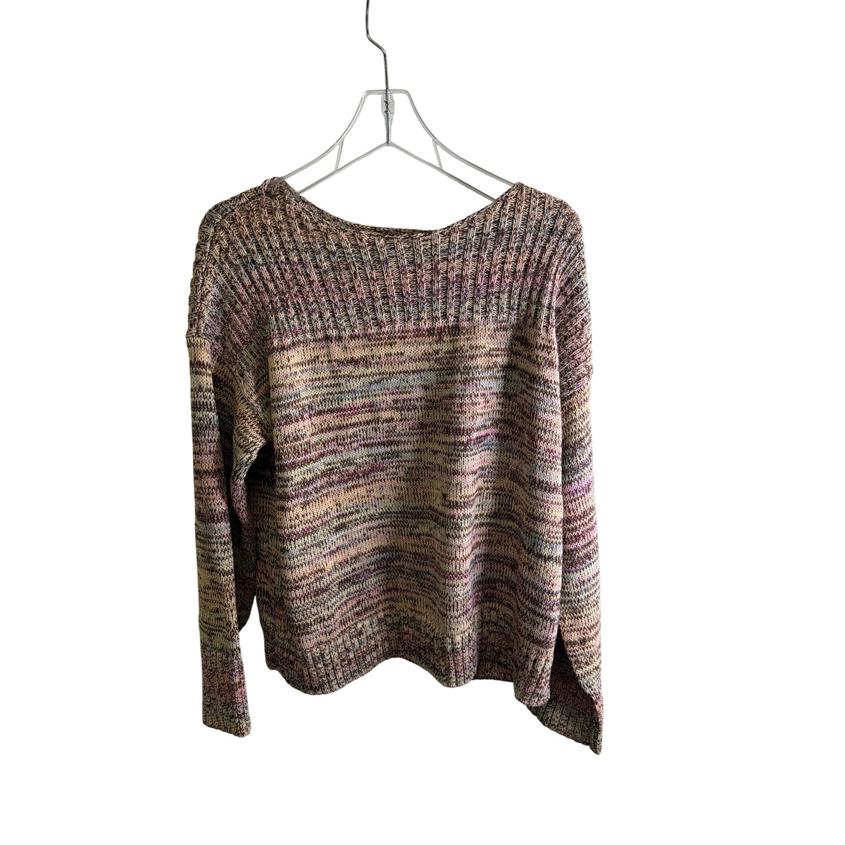 Loft Womens Multicolor Knit Sweater Ribbed Crew Neck Long Sleeve Size XL