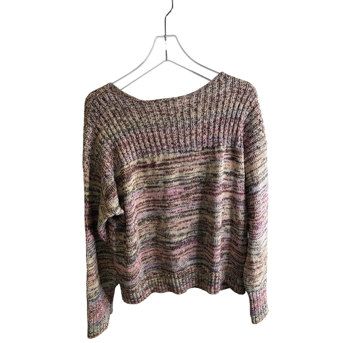 Loft Womens Multicolor Knit Sweater Ribbed Crew Neck Long Sleeve Size XL