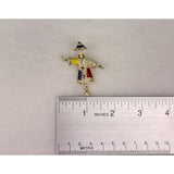 Sarah Coventry Gold Tone Enamel Scarecrow Brooch Pin Red Blue Yellow