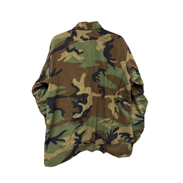 50% Nylon 50% Cotton Mens Woodland Camouflage Military Jacket Size Large Durable Outerwear