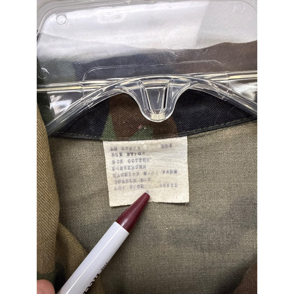 50% Nylon 50% Cotton Mens Woodland Camouflage Military Jacket Size Large Durable Outerwear