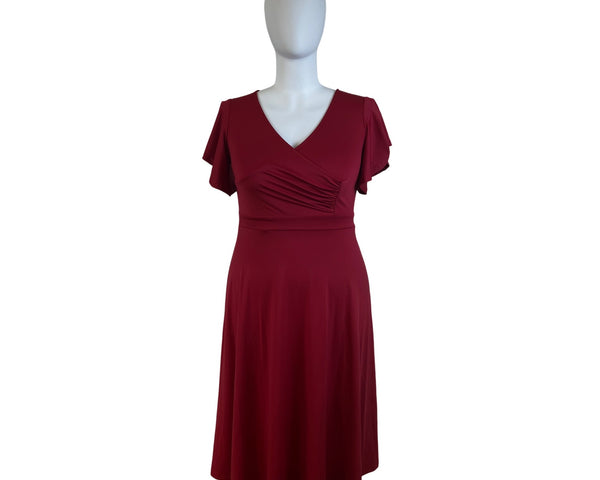 Dokotoo Women’s Red V-Neck Short Sleeve Flared Midi Dress Sz XL - New