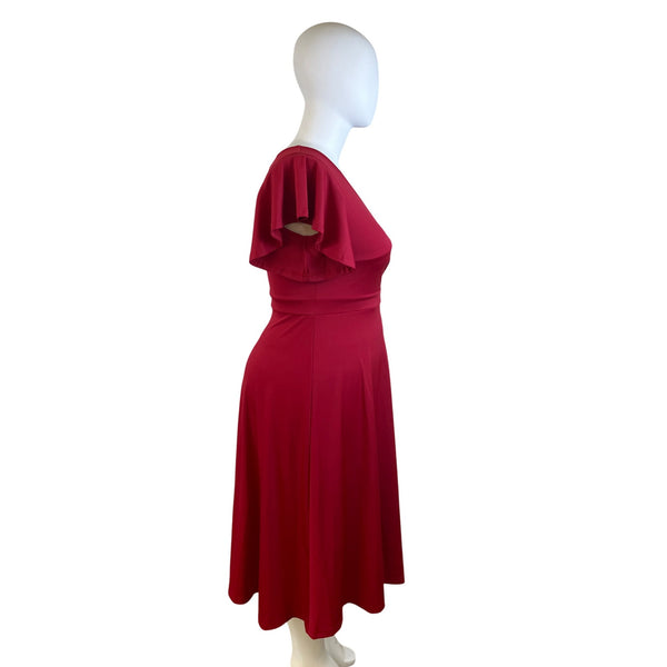 Dokotoo Womens Red V Neck Short Sleeve Flared Midi Dress Size XL Dokotoo Womens Red V Neck Short Sleeve Flared Midi Dress Size XL