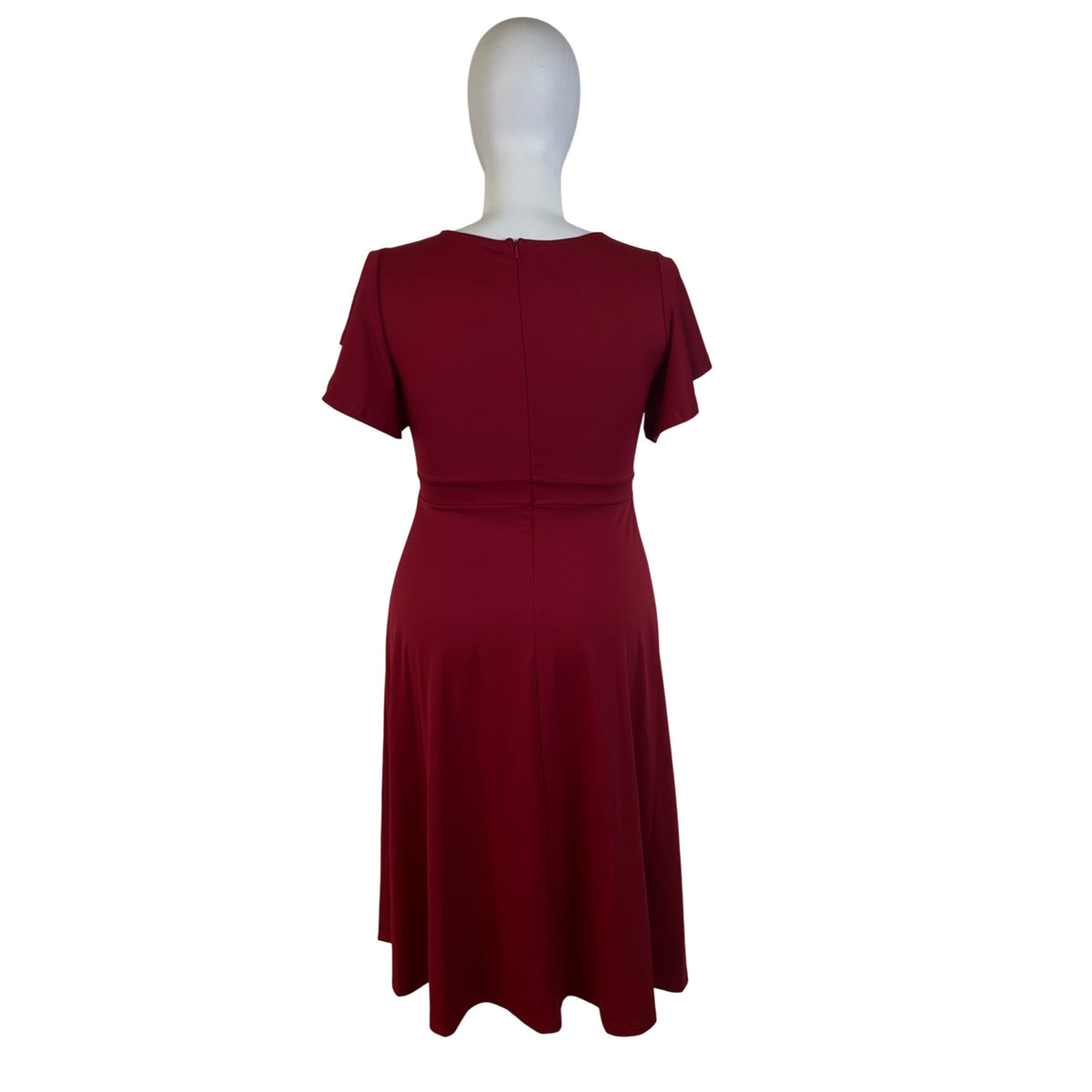 Dokotoo Women’s Red V-Neck Short Sleeve Flared Midi Dress Sz XL - New