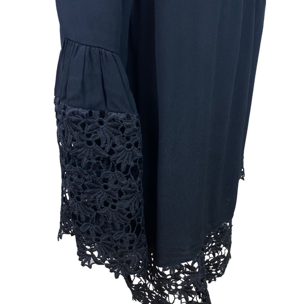 Colleen Lopez Black Women Off Shoulder Lace Trim Blouse Flowy Bell Sleeves Sz M