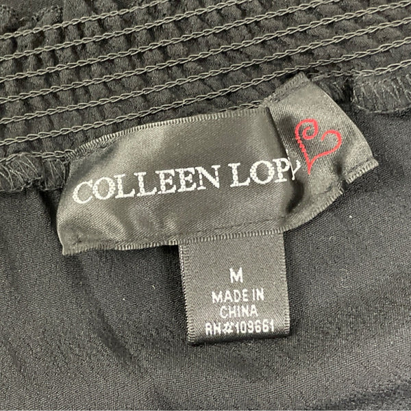 Colleen Lopez Black Women Off Shoulder Lace Trim Blouse Flowy Bell Sleeves Sz M