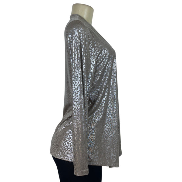 Easywear By Chicos Womens Foil Cheetah Long Sleeve Open Jacket Size 0 - New