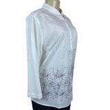 Chico’s Women's White Embroidered Buttondown Shirt Sz 2 (EUR 32) - NWT
