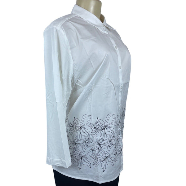 Chico’s Women's White Embroidered Buttondown Shirt Sz 2 (EUR 32) - NWT