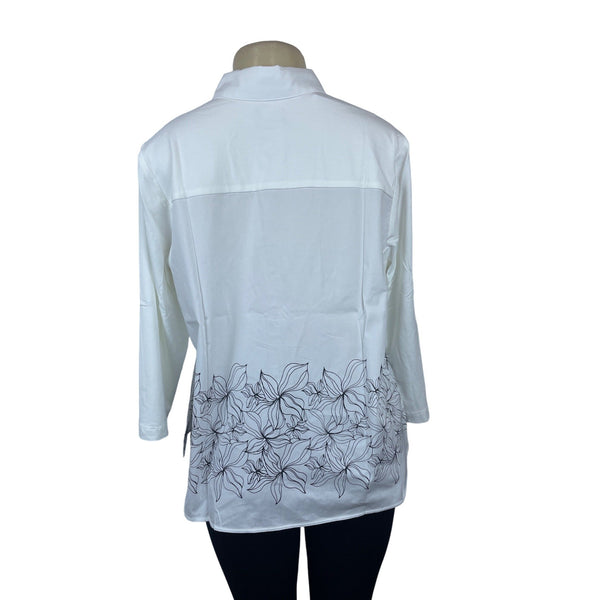Chico’s Women's White Embroidered Buttondown Shirt Sz 2 (EUR 32) - NWT
